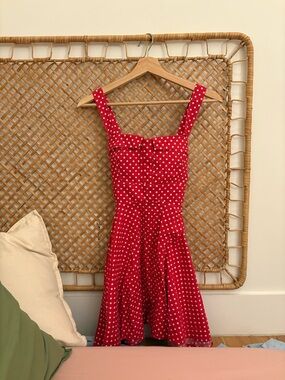 IXIA: Red Polka Dot Dress with Wide Straps